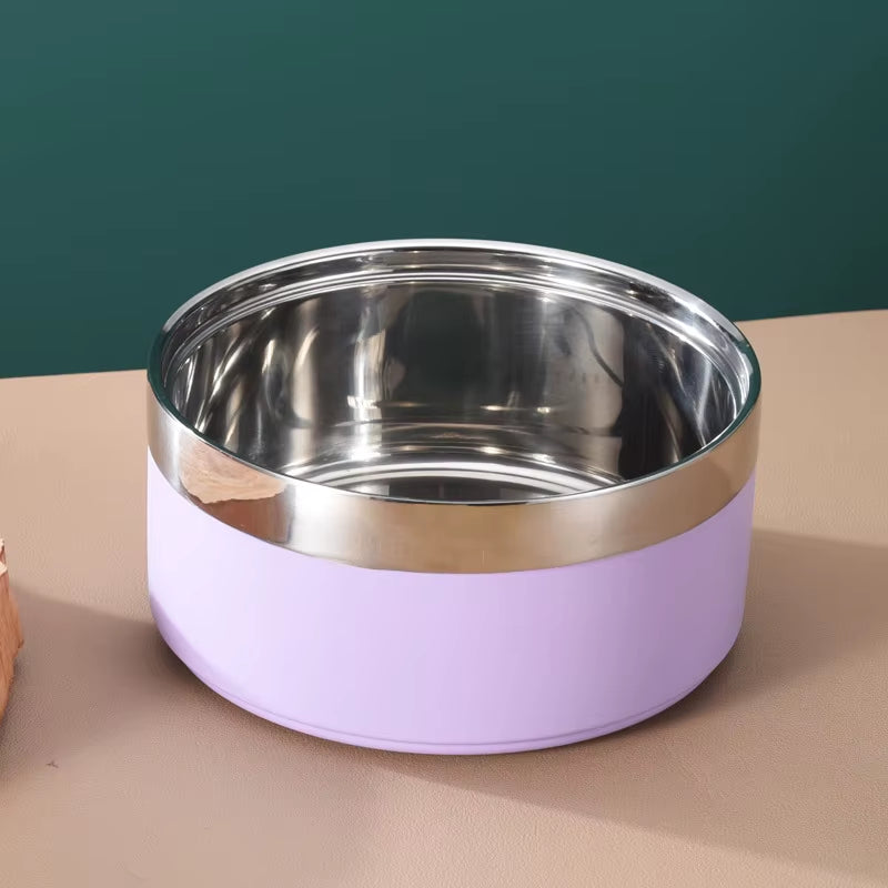 Metal Insulated Dog Cat Bowl Pet Food Water Dish Feeding Stainless Steel Non Slip Dog Bowl Proof Skid for Large Medium Small Dog
