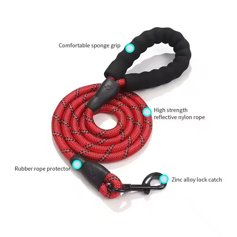 Joysing 5FT Soft Padded Handle Dog Leash Hot Sale Heavy Duty Reflective Braided Nylon Rope Print Ribbon Variety Color Dog