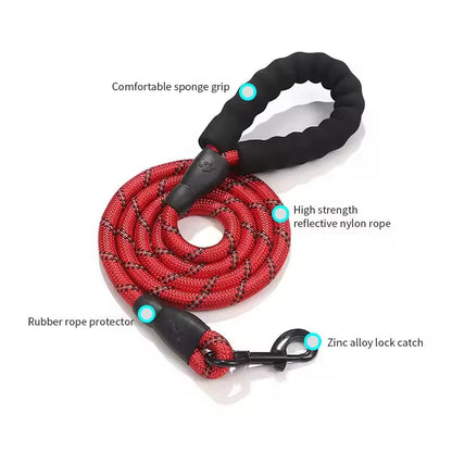 Joysing 5FT Soft Padded Handle Dog Leash Hot Sale Heavy Duty Reflective Braided Nylon Rope Print Ribbon Variety Color Dog
