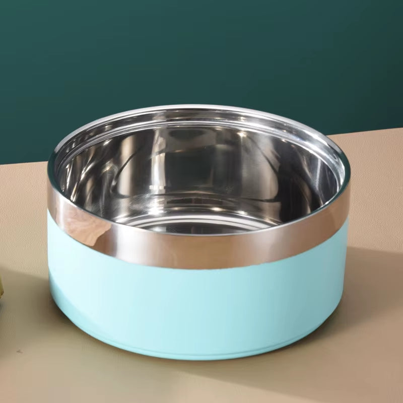 Metal Insulated Dog Cat Bowl Pet Food Water Dish Feeding Stainless Steel Non Slip Dog Bowl Proof Skid for Large Medium Small Dog