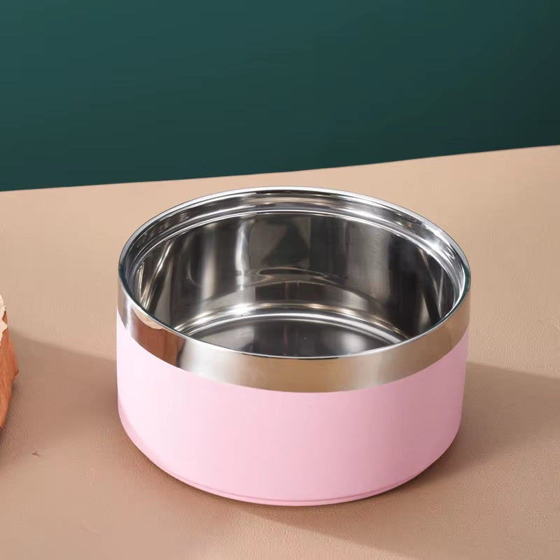 Metal Insulated Dog Cat Bowl Pet Food Water Dish Feeding Stainless Steel Non Slip Dog Bowl Proof Skid for Large Medium Small Dog