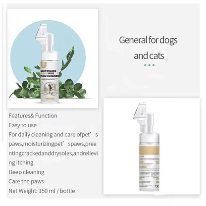 OEM ODM Wholesale Natural Ingredients Rinse-Free Cat Paw Deep Cleanser Paw Cleaner Foam Pet Shampoo with Dog Brush