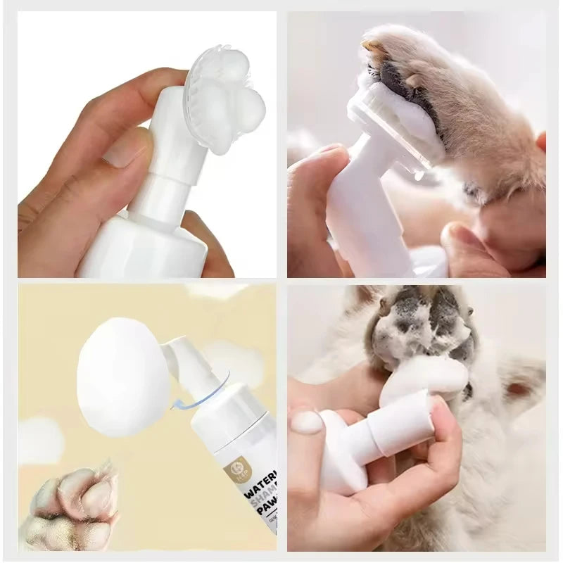 OEM ODM Wholesale Natural Ingredients Rinse-Free Cat Paw Deep Cleanser Paw Cleaner Foam Pet Shampoo with Dog Brush